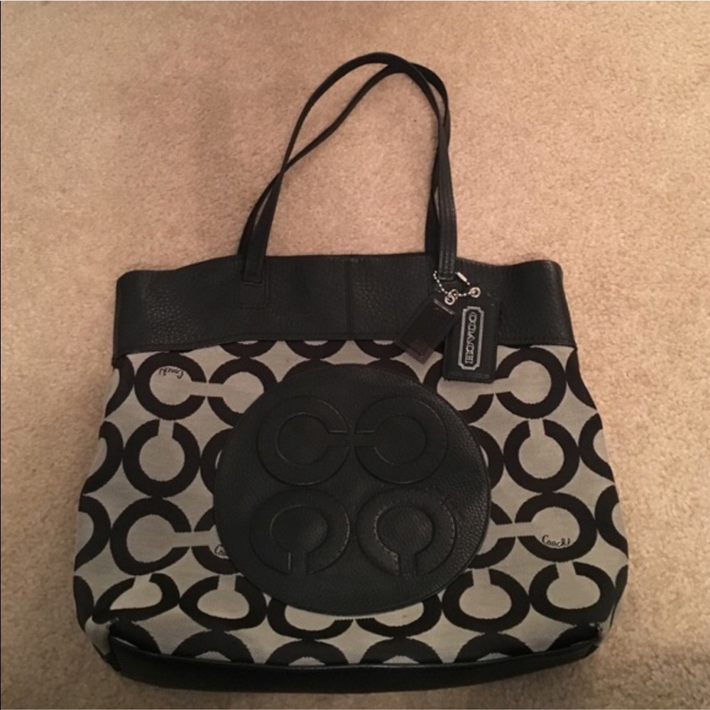 Coach Op art black and grey tote!